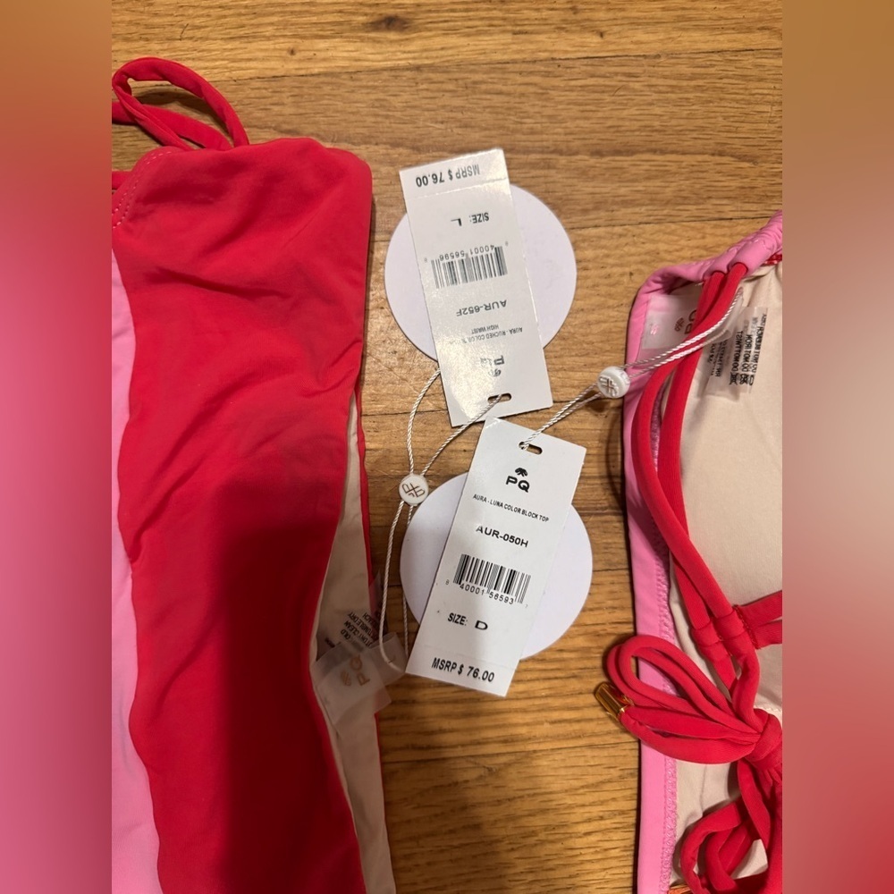 PQ Swim Luna Color Blocked Bikini Top (D) Ruched Bikini Bottoms (L) - Picture 8 of 8